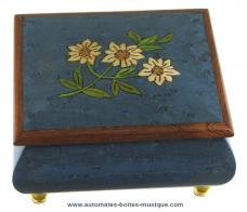 Petites boîtes à musique en bois Petite boîte à musique traditionnelle de 18 lames : boîte à musique avec marqueterie edelweiss