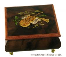 Petites boîtes à musique en bois Petite boîte à musique traditionnelle de 18 lames : boîte à musique avec marqueterie Instruments de musique