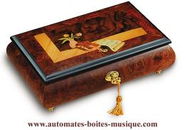 Boîtes à bijoux musicales en bois naturel fabriquées en Italie (18 et 30 lames) Boîte à bijoux musicale Reuge : boîte à bijoux Reuge de 36 lames
