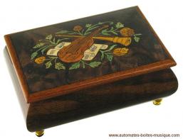 Boîtes à bijoux musicales en bois naturel fabriquées en Italie (18 et 30 lames) Boîte à bijoux musicale en bois marqueté : boîte à bijoux avec marqueterie instruments de musique