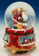 Boules à neige musicales de Noël disponibles sur commande (nous contacter) Boule à neige musicale de Noël : boule à neige musicale avec Père Noël sortant d'une cheminée