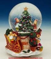 Boules à neige musicales de Noël disponibles sur commande (nous contacter) Boule à neige musicale de Noël : boule à neige musicale avec enfants et sapin de Noël