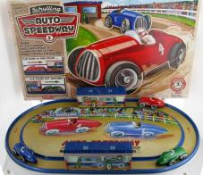 Jouets mécaniques en métal, tôle ou fer blanc non disponibles Jouet mécanique en métal, tôle et fer blanc : jouet mécanique "Circuit de voitures de courses"