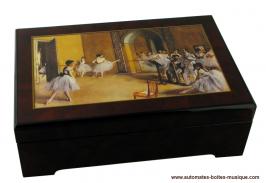 Boîtes à bijoux musicales avec ballerines Boîte à bijoux musicale en bois avec ballerine dansante : boîte à bijoux avec un tableau de Degas