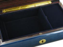 Boîtes à bijoux musicales en bois teinté fabriquées en Italie (18 lames) Boîte à bijoux musicale : boîte à bijoux de 18 lames avec marqueterie fleurs