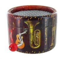 Boîtes à musique à manivelle rondes en carton Boîte à musique à manivelle ronde en carton : boîte à musique à manivelle avec instruments de musique