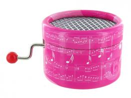 Boîtes à musique à manivelle rondes en carton Boîte à musique à manivelle ronde en carton : boîte à musique à manivelle avec partitions roses