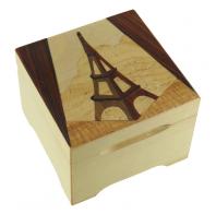 Boîtes à musique traditionnelles fabriquées en France Boîte à musique avec marqueterie traditionnelle : boîte à musique avec marqueterie Tour Eiffel