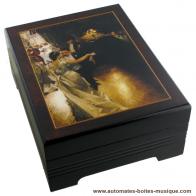 Boîtes à bijoux musicales avec photo Boîte à bijoux musicale sans ballerine : boîte à bijoux en bois avec décor "Scène de bal"