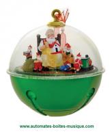 Boîtes à musique animées de Noël Boule musicale animée pour sapin de Noël : boule musicale "L'atelier du Père Noël"