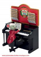 Automates musicaux de Noël (en stock) Automate musicien de Noël Mr Christmas : automate souris pianiste sur un piano droit