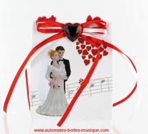 Boîtes à musique pour mariages Boîte à musique sac musical de la Saint-Valentin : boîte à musique avec mariés et coeurs