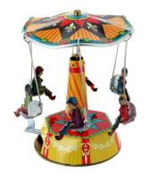 Jouets mécaniques en métal, tôle ou fer blanc Jouet mécanique en métal : carrousel mécanique en métal, tôle et fer blanc