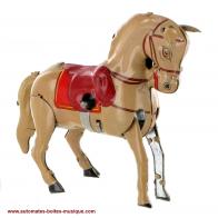 Jouets mécaniques en métal, tôle ou fer blanc Jouet mécanique en métal : cheval mécanique en métal, tôle et fer blanc