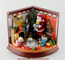 Automates musicaux de Noël (en stock) Automate musical de Noël : automate "Salon de Noël avec train animé"