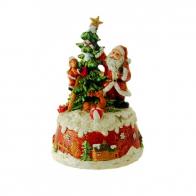 Boîtes à musique animées de Noël Boîte à musique animée de Noël avec Père Noël : boîte à musique avec Père Noël décorant un sapin
