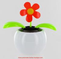 Figurines solaires - Fleurs solaires Fleur en pot animée par une cellule photovoltaïque : fleur animée solaire avec pot blanc
