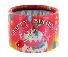 Boîtes à musique à manivelle rondes en carton Boîte à musique à manivelle ronde en carton : boîte à musique à manivelle "Happy birthday"