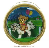 Boîtes à musique avec animaux Boîte à musique animée avec personnage sautillant : boîte à musique avec ours sur cheval