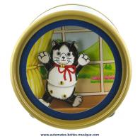 Boîtes à musique avec animaux Boîte à musique animée avec personnage sautillant : boîte à musique avec chat noir et blanc