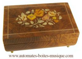 Momparler1870 Boîte à bijoux musicale en bois avec danseuse et tiroir marqueterie Forme octogonale 