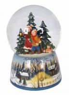 Boules à neige musicales de Noël disponibles sur commande (nous contacter) Boule à neige musicale de Noël : boule à neige musicale avec enfants et sapins