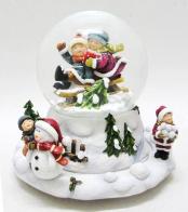 Boules à neige musicales de Noël disponibles sur commande (nous contacter) Boule à neige musicale de Noël : boule à neige avec enfants faisant de la luge