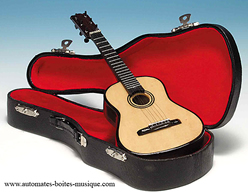 Instruments de musique miniature en bois Instrument de musique miniature : guitare en bois avec boîte à musique