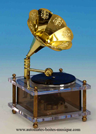 Instruments de musique miniature en plexiglas Instrument de musique miniature : boîte à musique gramophone miniature en résine