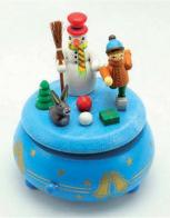 Boîtes à musique animées de Noël Boîte à musique animée de Noël avec personnages de Noël : boîte à musique avec enfant et bonhomme de neige
