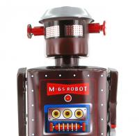 Jouets en métal, tôle ou fer blanc : robots mécaniques en métal Grand robot mécanique en métal, tôle et fer blanc : robot mécanique marcheur en métal avec mouvements de la tête et des bras