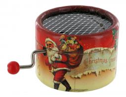 Boîtes à musique à manivelle rondes en carton Boîte à musique à manivelle ronde en carton : boîte à musique à manivelle avec motifs de Noël