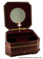 Boîtes à bijoux musicales avec ballerines Boîte à bijoux musicale en bois : boîte à bijoux avec ballerine dansante (Edelweiss)