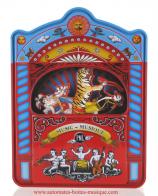 Théâtres musicaux à automates Théâtre musical à automates : théâtre musical en métal avec personnages animés sur le thème du cirque