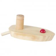 Objets de curiosité divers Jouet mécanique fonctionnant avec la pression de l'air : bateau ballon en bois avec 3 ballons de baudruche