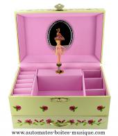 Boîtes à bijoux musicales avec ballerines Boîte à bijoux musicale en bois : boîte à bijoux avec ballerine dansante (mélodie : Plaisir d'amour)