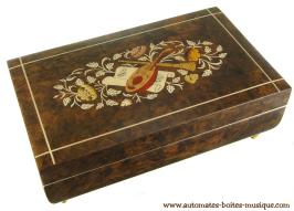 Boîtes à bijoux musicales en bois naturel fabriquées en Italie (18 et 30 lames) Boîte à bijoux musicale en bois avec mécanisme de 18 lames : boîte de rangement de bijoux et autres objets