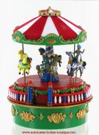Carrousels musicaux miniatures de Noël Carrousel musical miniature en résine Mr Christmas : carrousel musical de Noël avec chevaux "Vive le vent"