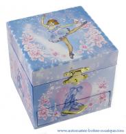 Boîtes à bijoux musicales avec ballerines Boîte à bijoux musicale en bois : boîte à bijoux musicale cubique avec ballerine dansante