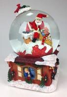 Boules à neige musicales de Noël disponibles sur commande (nous contacter) Boule à neige musicale de Noël : boule à neige de Noël en verre avec Père Noël dans la cheminée.