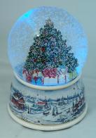 Boules à neige musicales de Noël disponibles sur commande (nous contacter) Boule à neige musicale de Noël : boule à neige avec sapin de Noël et cadeaux au pied du sapin de Noël