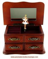 Boîtes à bijoux musicales avec ballerines Boîte à bijoux musicale en bois : boîte à bijoux avec ballerine dansante "Edelweiss"