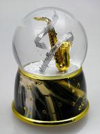 Boules à neige musicales classiques (en stock) Boule à neige musicale animée avec globe en verre: boule à neige musicale scintillante avec saxophone