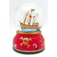 Boules à neige musicales classiques sur commande (Nous contacter) Boule à neige musicale animée avec globe en verre: boule à neige musicale scintillante avec bateau des pirates