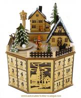 Calendriers musicaux de l'Avent avec ou sans automates Calendrier musical de l'Avent en bois : calendrier de l'Avent avec lumières "Village de Noël"