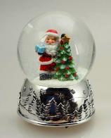 Boules à neige musicales de Noël disponibles sur commande (nous contacter) Boule à neige musicale de Noël : petite boule à neige musicale en verre avec Père Noël et sapin