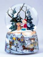 Boules à neige musicales de Noël disponibles sur commande (nous contacter) Boule à neige musicale de Noël : boule à neige musicale en verre avec petit chien et enfant