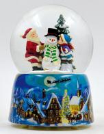 Boules à neige musicales de Noël disponibles sur commande (nous contacter) Boule à neige musicale de Noël : boule à neige musicale en verre "Construction d'un bonhomme de neige"