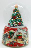 Boules à neige musicales de Noël (en stock) Boule à neige musicale de Noël : boule à neige musicale en verre avec sapin de Noël décoré