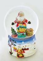 Boules à neige musicales de Noël disponibles sur commande (nous contacter) Boule à neige musicale de Noël : boule à neige musicale en verre avec Père Noël et cadeaux
